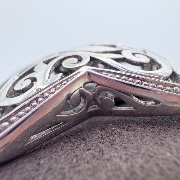 VTG Solid Sterling Silver 925 Scroll Design Star Pendant Size 1.25" Length - Picture 7 of 11